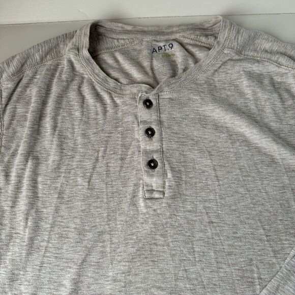 APT. 9 Men's Beige Long Sleeve Casual Henley Shirt Size Large - Picture 9 of 11